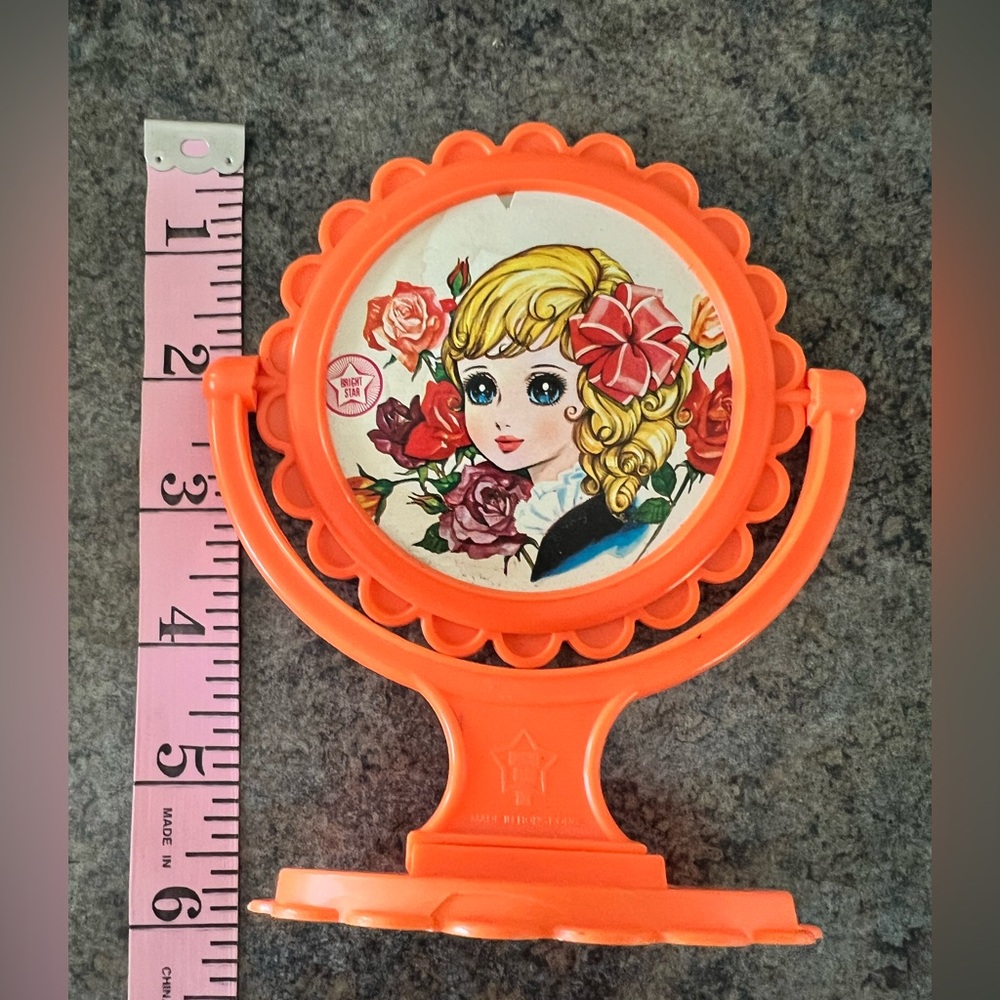Vintage 80’s Bright Star Orange Floral Vanity Mirror